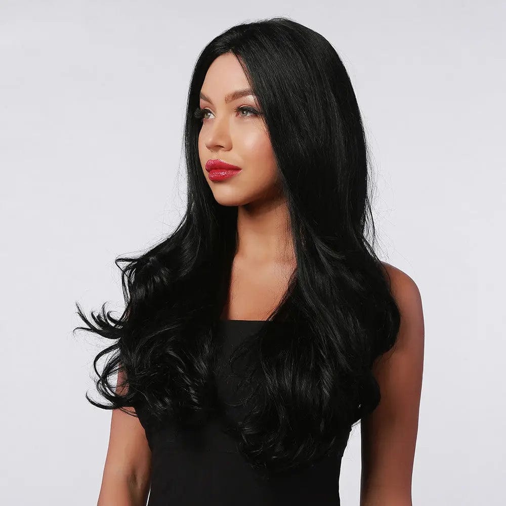 BL66040-1 HAOLING Black Brown Golden Synthetic Lace Front Wig Middle Part Long Straight Lace Wigs for Women lace synthetic wigs