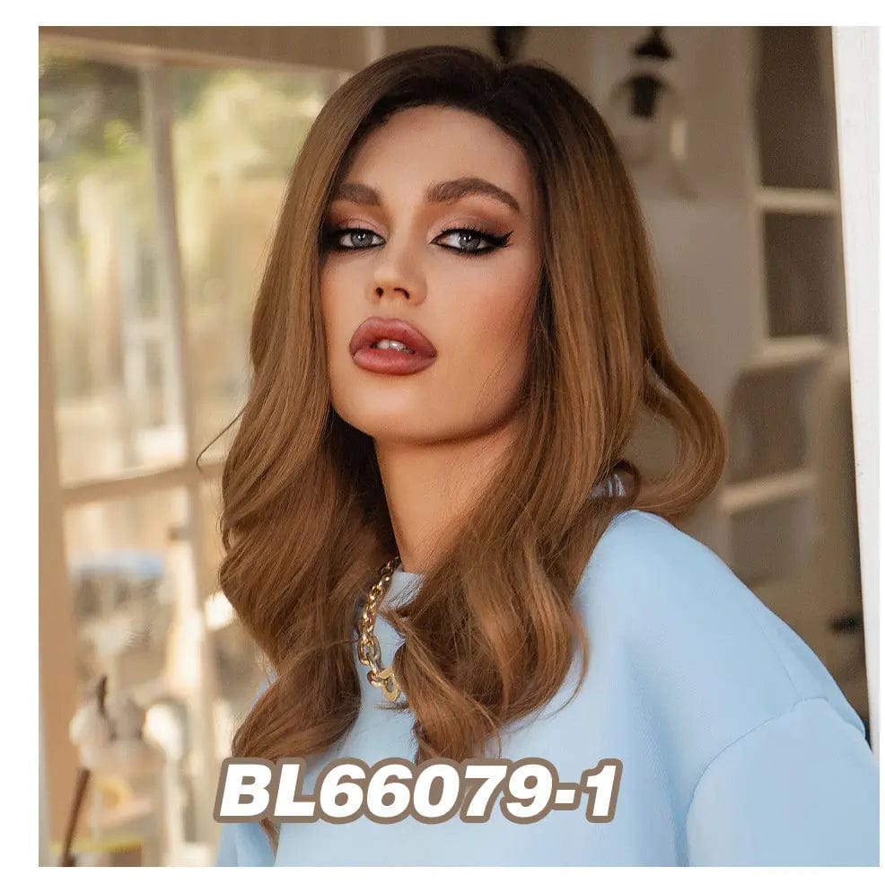 BL66079 Long Straight Synthetic Wigs 13*1 Side Part Lace Front Wigs Ombre Blonde Natural Hairline Hair for White Women