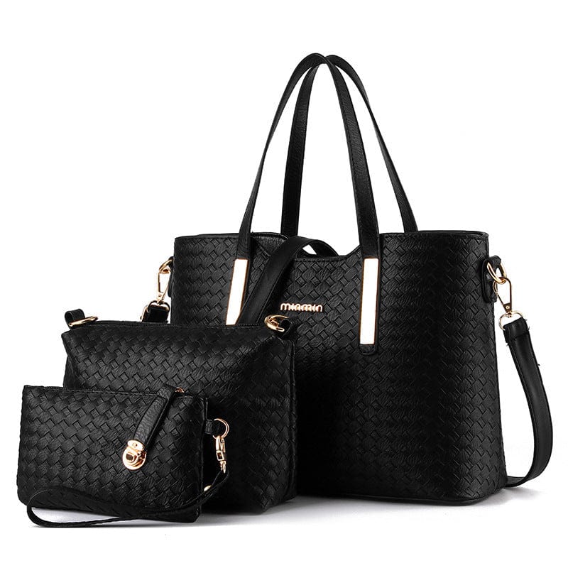 black A1014  3 piece set bags 2 purse and handbags bags women handbags ladies combination bags