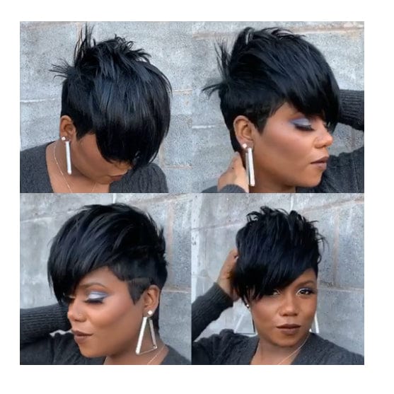 Black Amazon Hot Selling Fashion Personalized Black Short Hair Wig