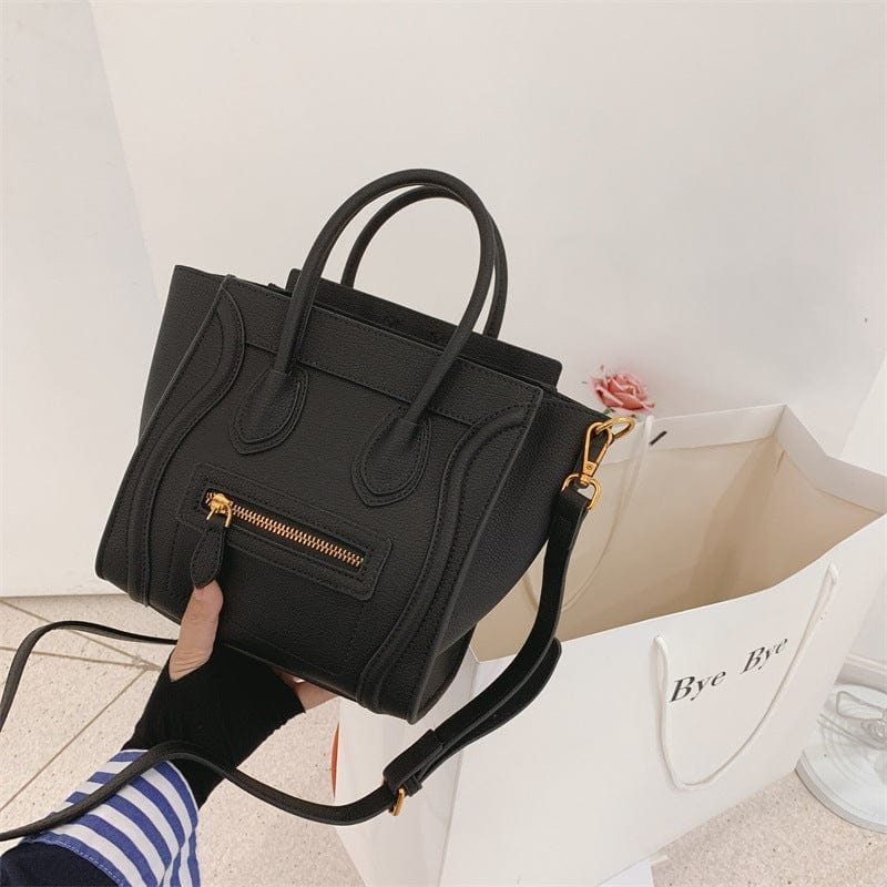 black New Lychee Pattern Smiley Face Bag Custom Logo Wing Handbags for Women Luxury Ladies One Shoulder Diagonal Bag