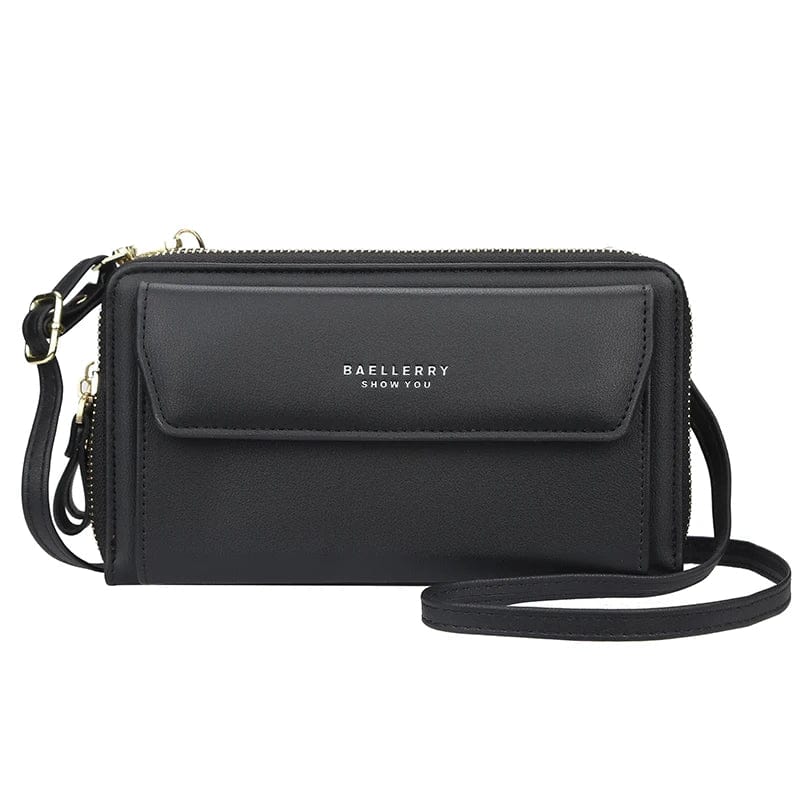 Black New Style Korea Fashion Women Phone Bag With Zipper Diagonal Cross Bag Phone Wallet With Shoulder Strap