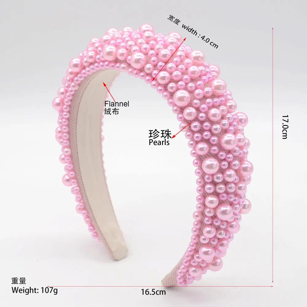 Black White Gray Pink Pearl Headband