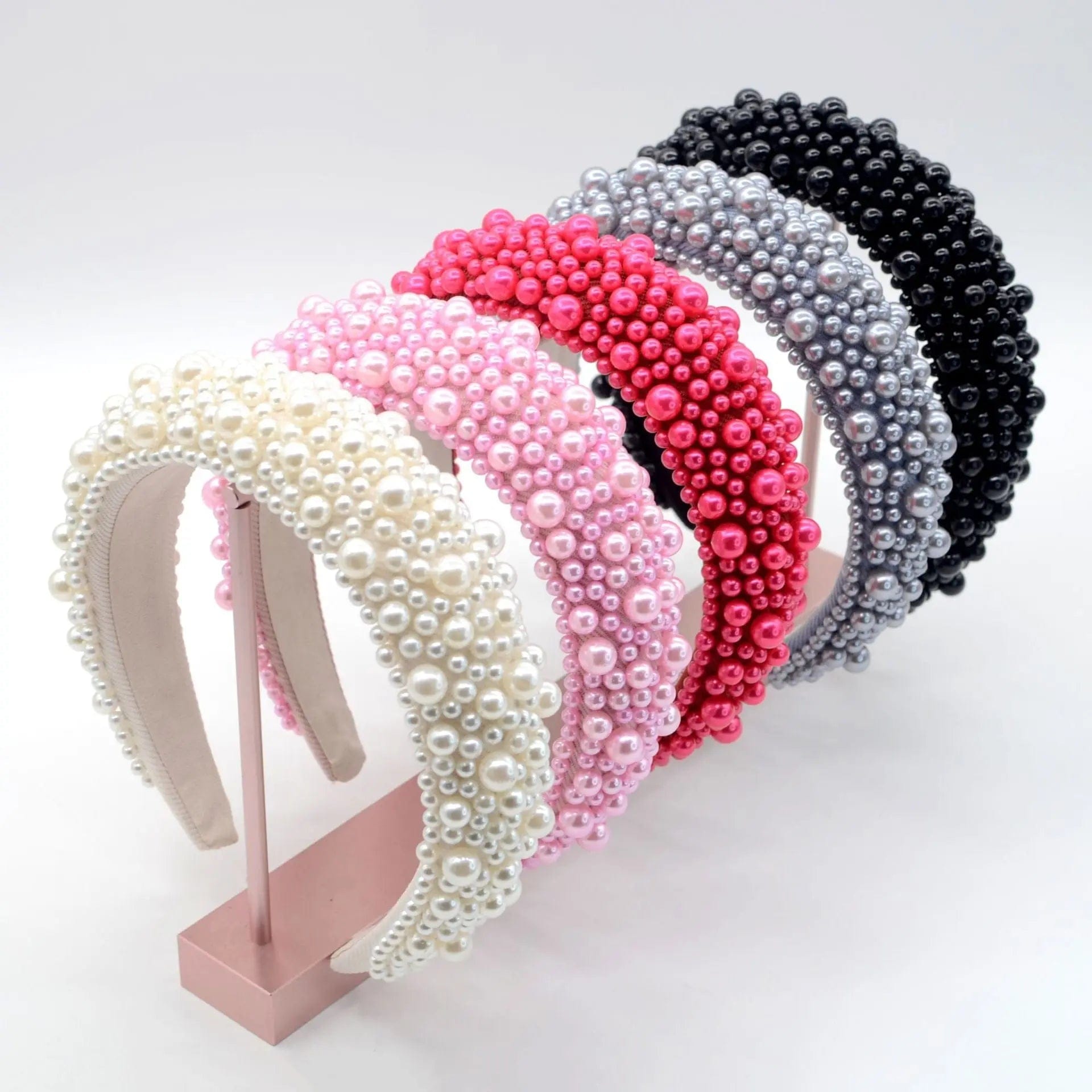 Black White Gray Pink Pearl Headband