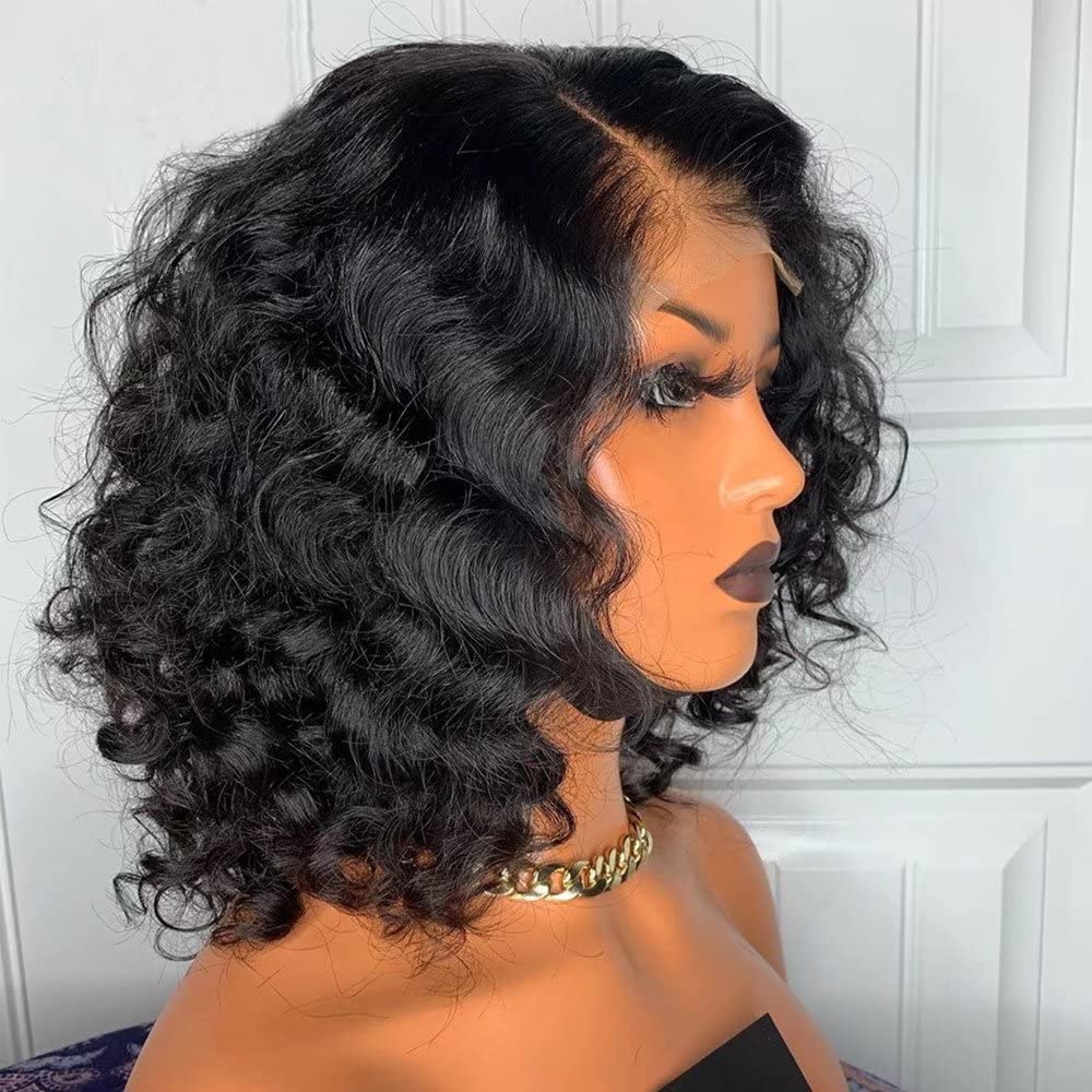 Black Wholesale deep wave wig hair synthetic wig short curly african wig headband for black women