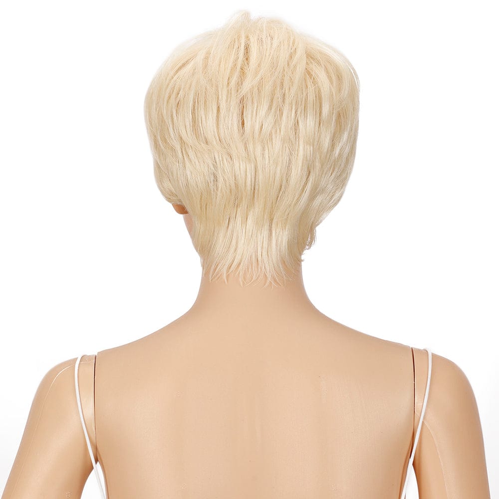 blond pixied cut wig sleek wholesale hot selling heat resistant made machine blond pixie bob wig synthetic hair wig for women