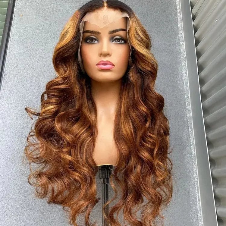 Blonde Brown Highlight Wig Loose Wave Pre Plucked