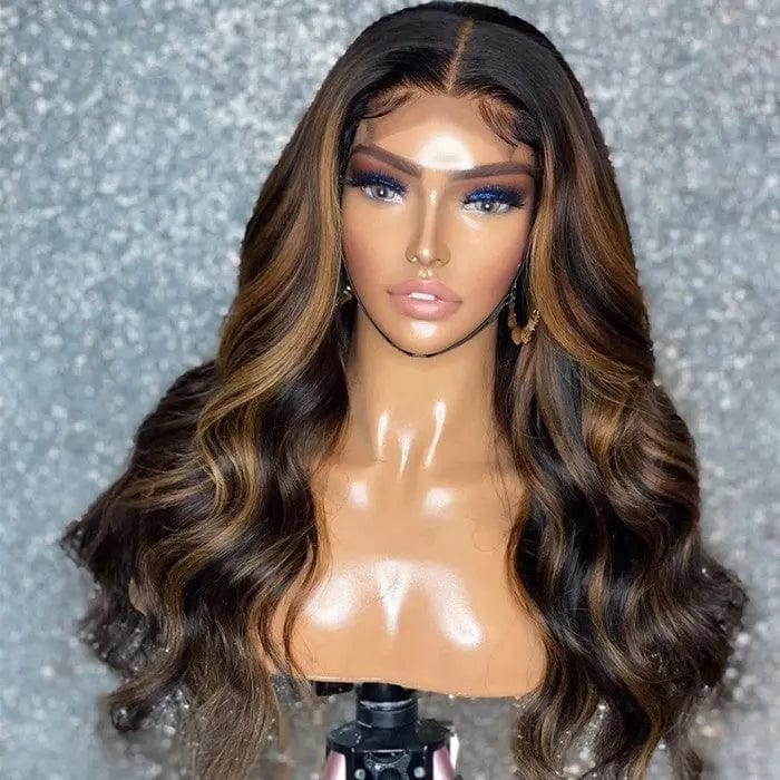 Blonde Brown Highlight Wig Loose Wave Pre Plucked