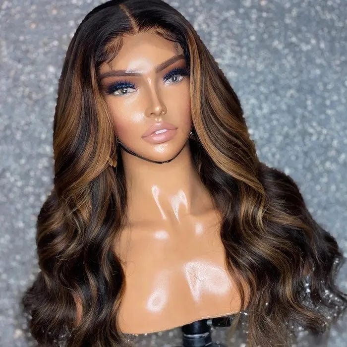 Blonde Brown Highlight Wig Loose Wave Pre Plucked