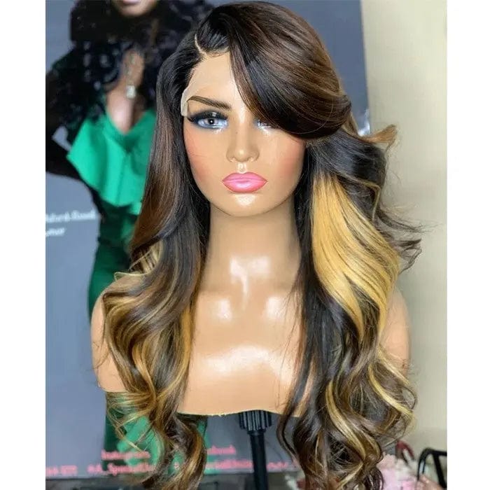 Blonde Brown Highlight Wig Loose Wave Pre Plucked