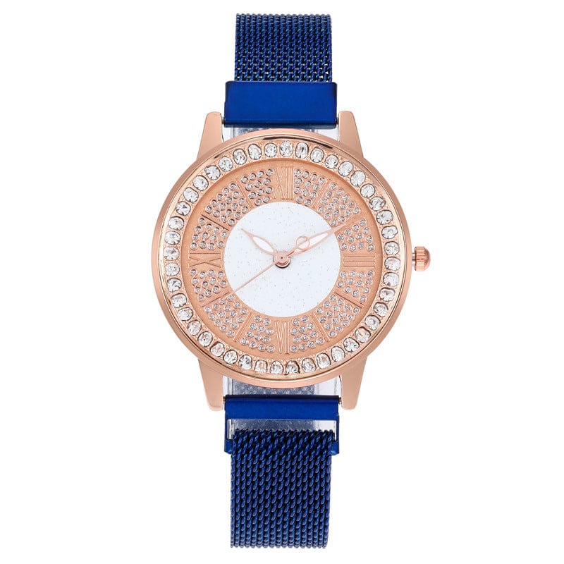 Blue high quality womens wristwatch Fashion classic luxury magnetic Quartz ladies watches with round diamond dial