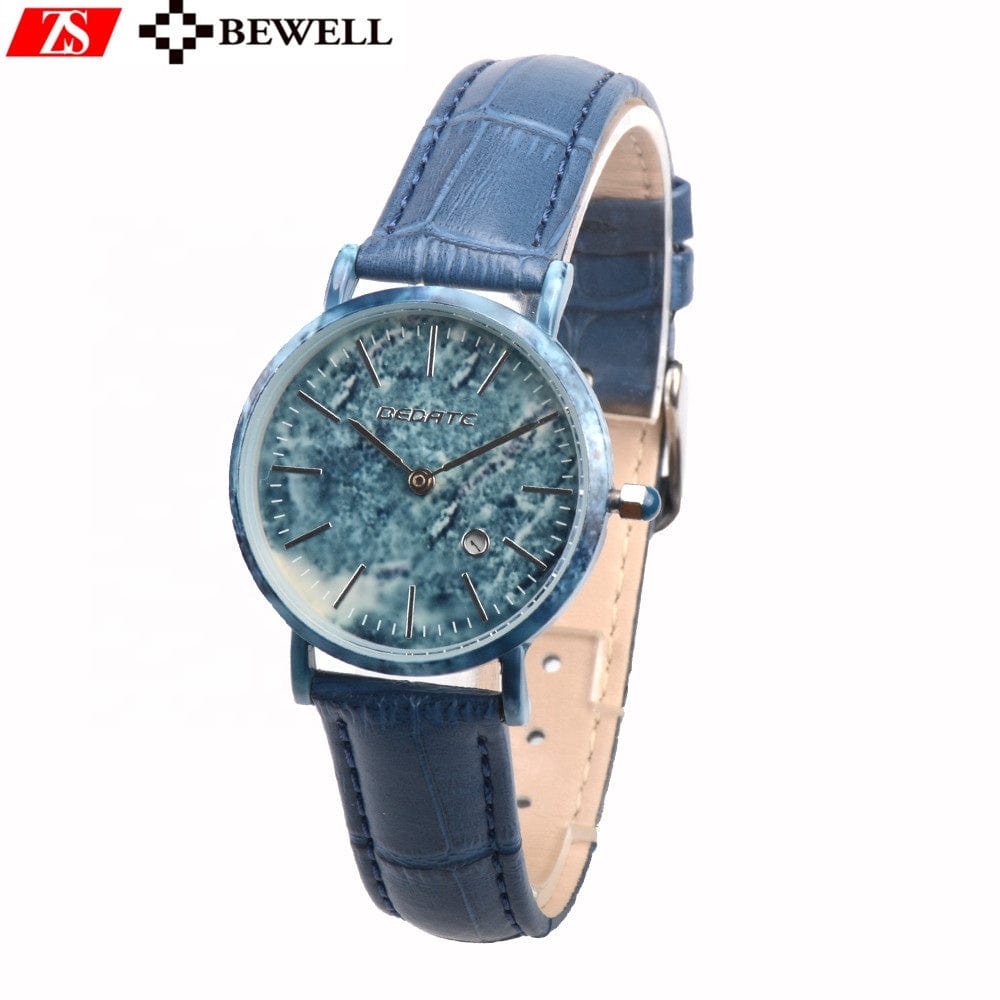 Blue New products leather ladies ceramic watch