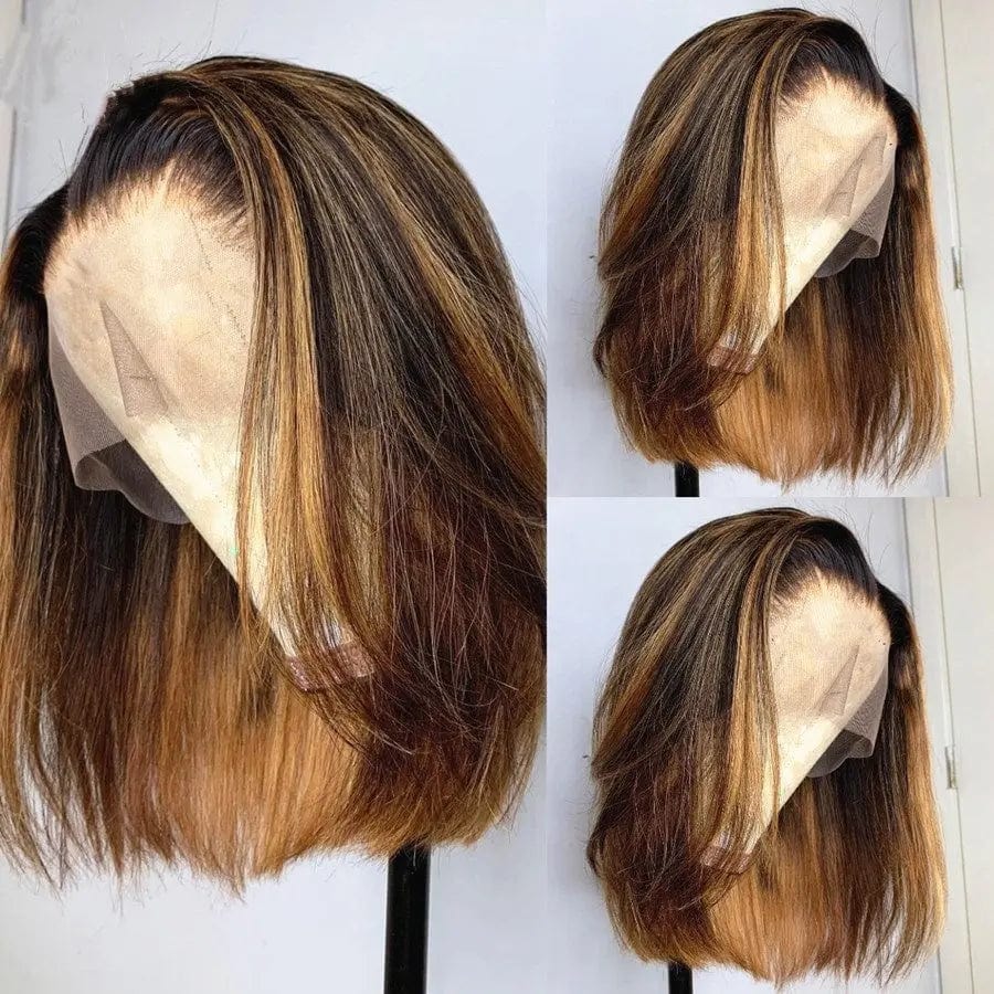 Bob Straight Short Wigs Ombre Honey Brown Wigs