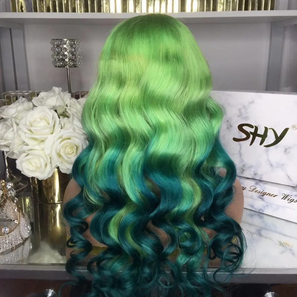 Body Wave Green Wig Lace Front Human Hair