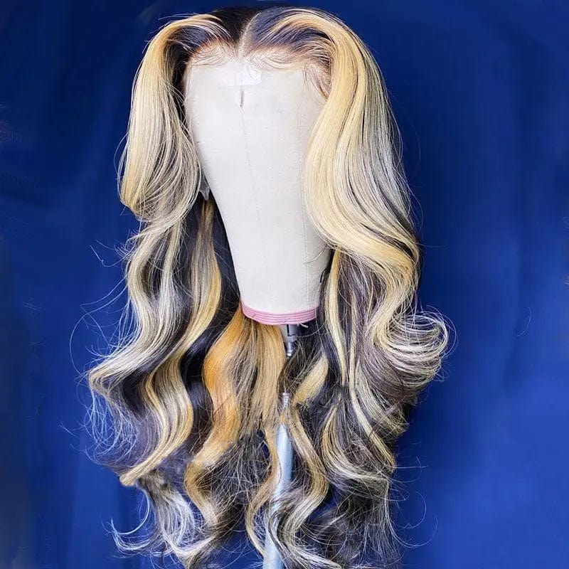 Body Wave Honey Blonde Highlight Lace Part Wig