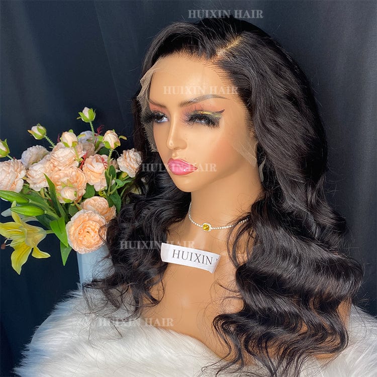 body wave huixin hair Brazilian 100% Unprocessed Virgin remy Human Hair raw body wave 13x4 hd lace frontal wig