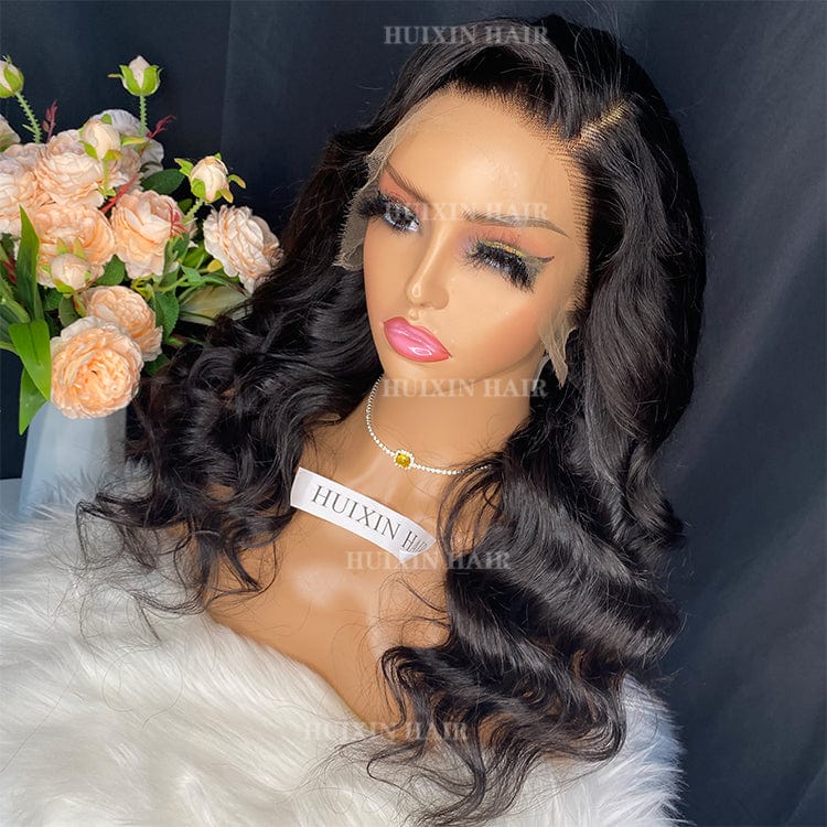 body wave huixin hair Brazilian 100% Unprocessed Virgin remy Human Hair raw body wave 13x4 hd lace frontal wig