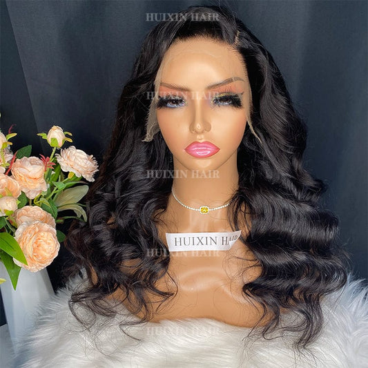 body wave huixin hair Brazilian 100% Unprocessed Virgin remy Human Hair raw body wave 13x4 hd lace frontal wig