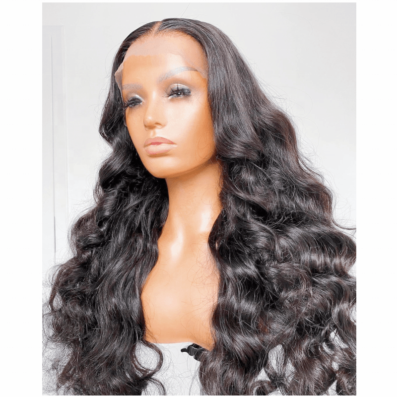 body wave short human hair wigs for black women transparent full lace wig with bangs human hair 360 lace frontal wig