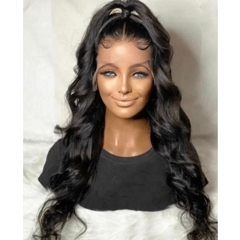 body wave short human hair wigs for black women transparent full lace wig with bangs human hair 360 lace frontal wig