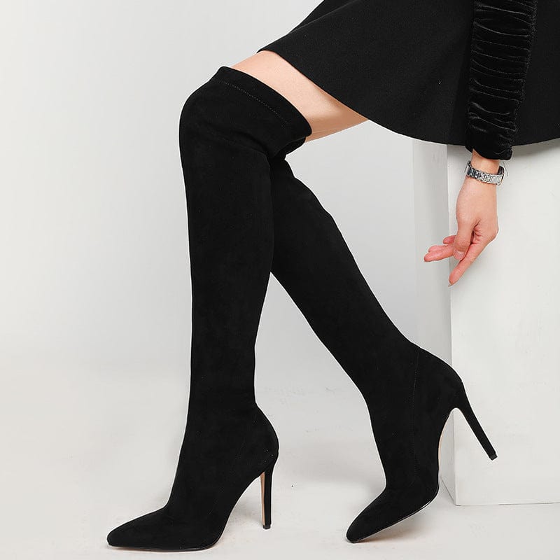 Bota Feminina Style Women Fancy Elastic Stretchy Fabric Long Ladies Over Knee Thigh High Boots