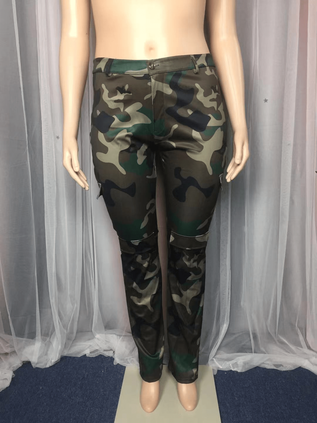 BR1906 XL to 5XL Plus Size Pants Camouflage Mid Waist Button Fly cargo pants streetwear women