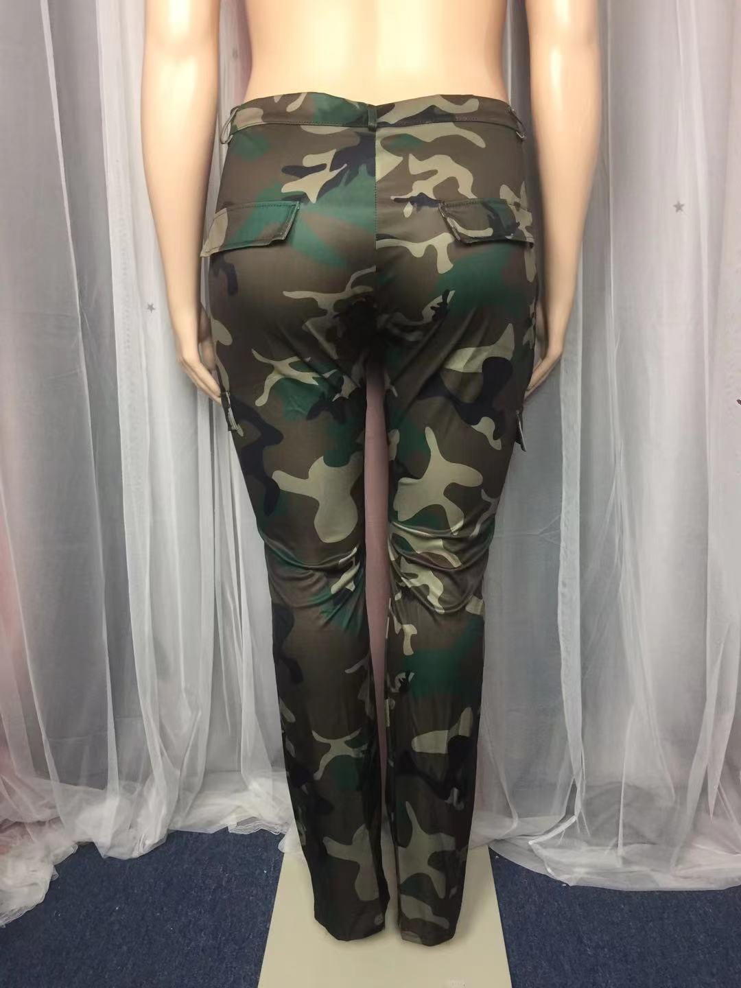 BR1906 XL to 5XL Plus Size Pants Camouflage Mid Waist Button Fly cargo pants streetwear women