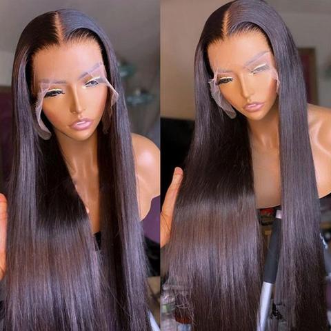 Brazilian Virgin Remy Hair Lace Wigs Pre Plucked 13X4 150% Density Deep T Shape Middle Part HD Lace Frontal Human Hair Wigs