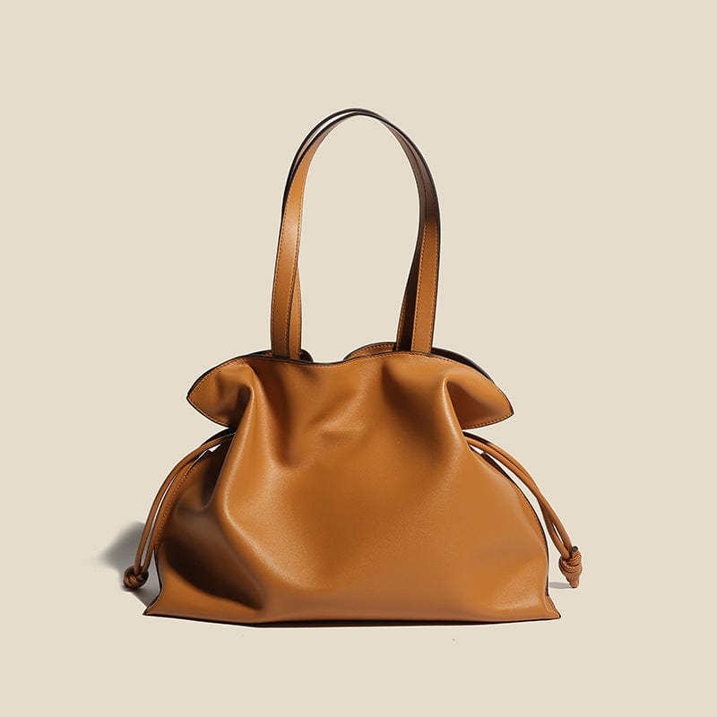 Brown OEM ODM Custom Fashion Ladies Classic Luxury Genuine Cowhide Leather Woman's Tote Bag Handbag Bolso De Mujer Sac A Main Femme