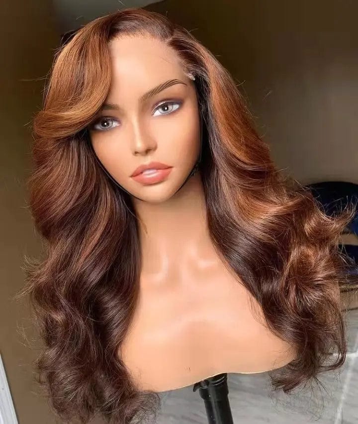 Brown Wavy Wigs Brazilian Human Hair