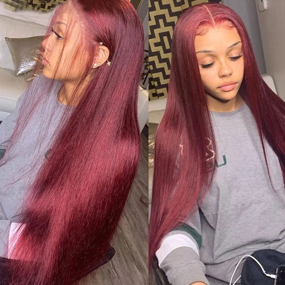 Burgundy 99J Lace Front Human Hair