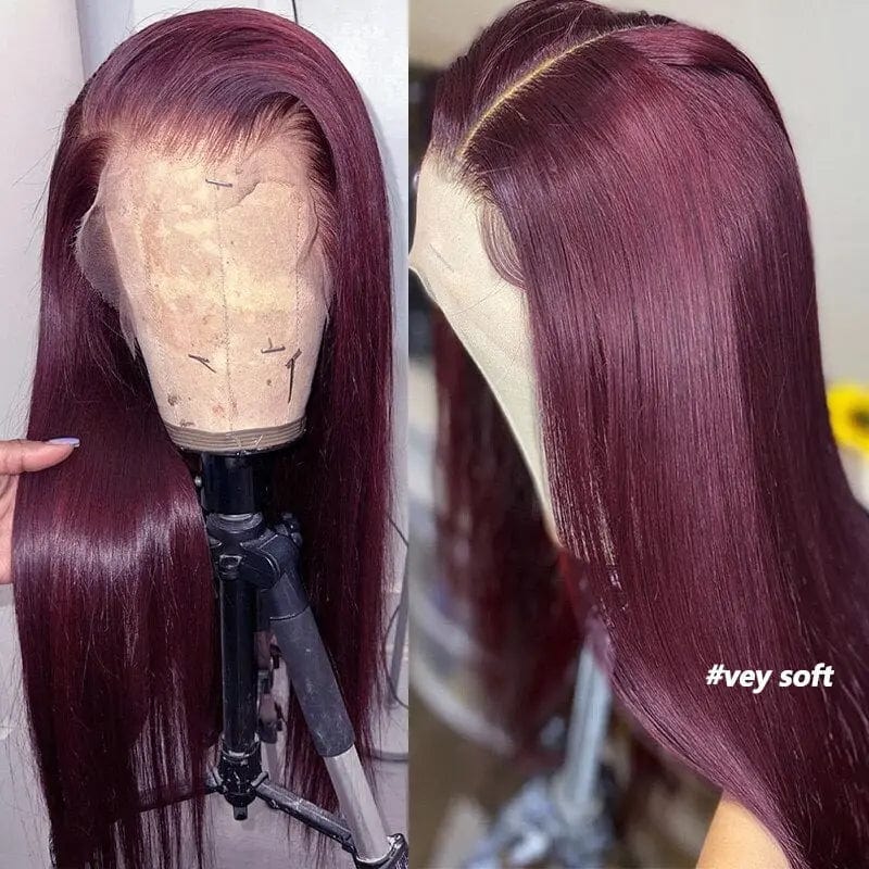 Burgundy 99J Lace Front Human Hair