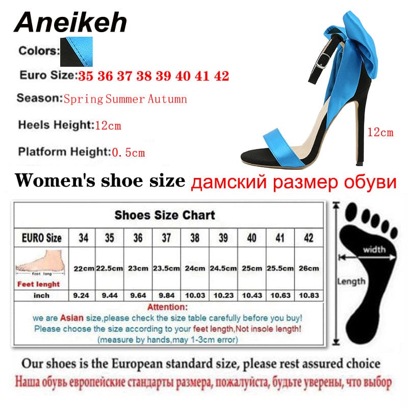 Butterfly-knot Ankle Buckle Strap Summer Blue Silk Round Toe Thin High Heel Shallow Sweet Simple Design Classics Female Sandal