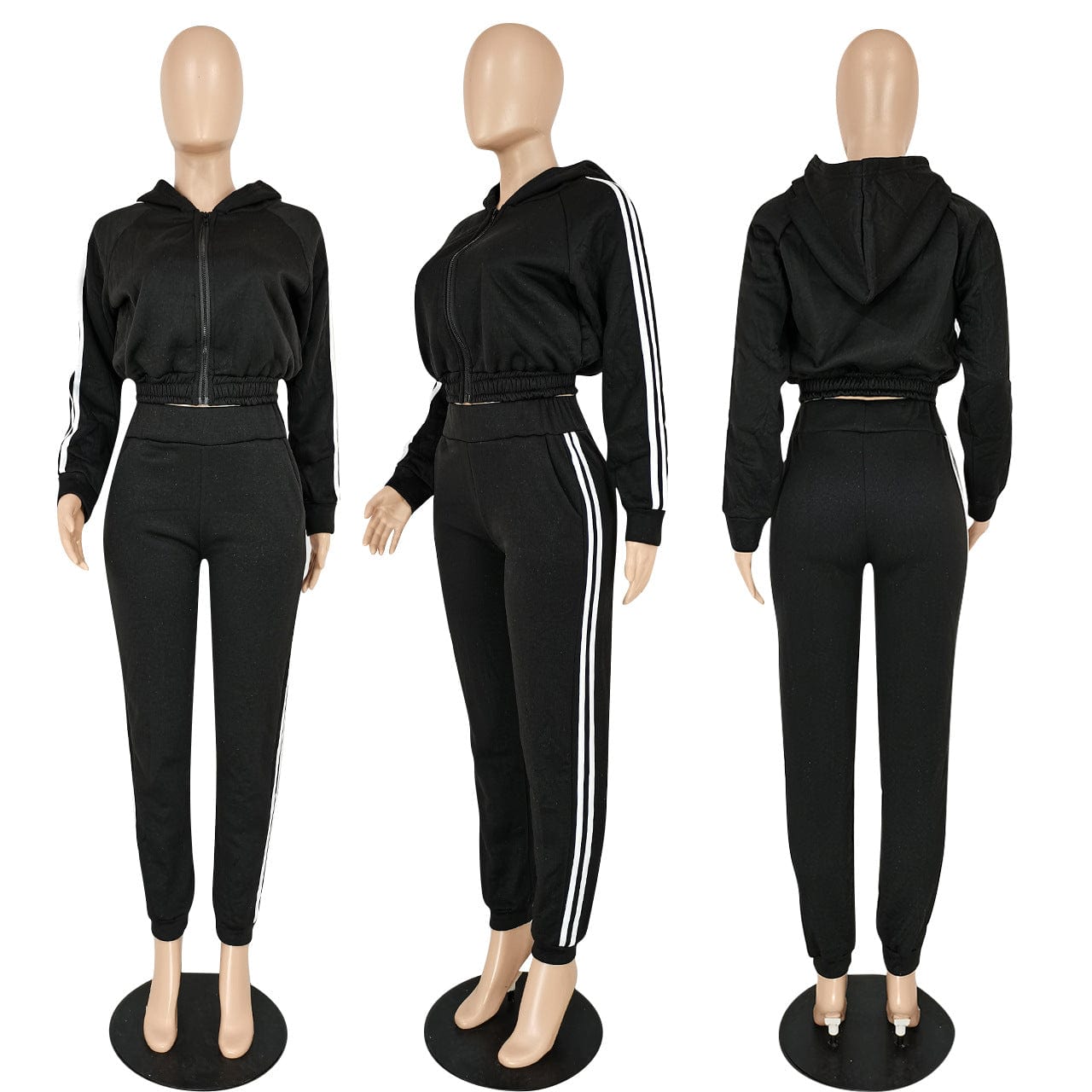 C1101TA86 New Arrival Casual Zipper Hooded Sport Two Piece Pants Set Women Sehe Fashion