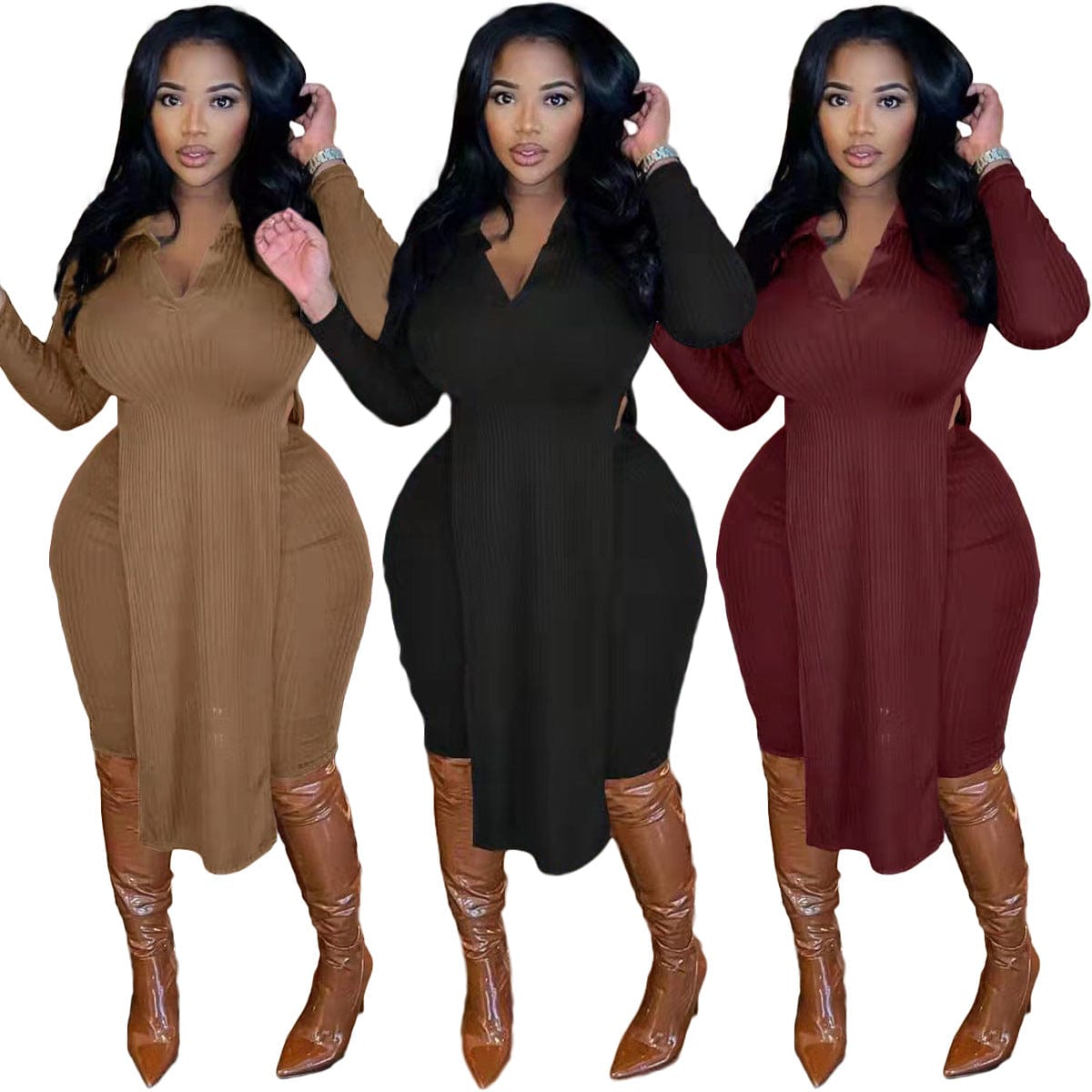 C1102ME13 Autumn Trendy Plus Size Casual Slit Blouses Bodycon 2 Piece Pants Set Women Sehe Fashion