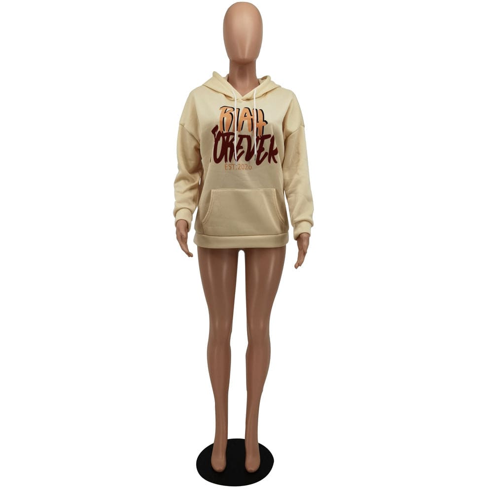 C1102TA38 New Arrival Casual Letter Print Hooded Autumn Sweater Women Sehe Fashion