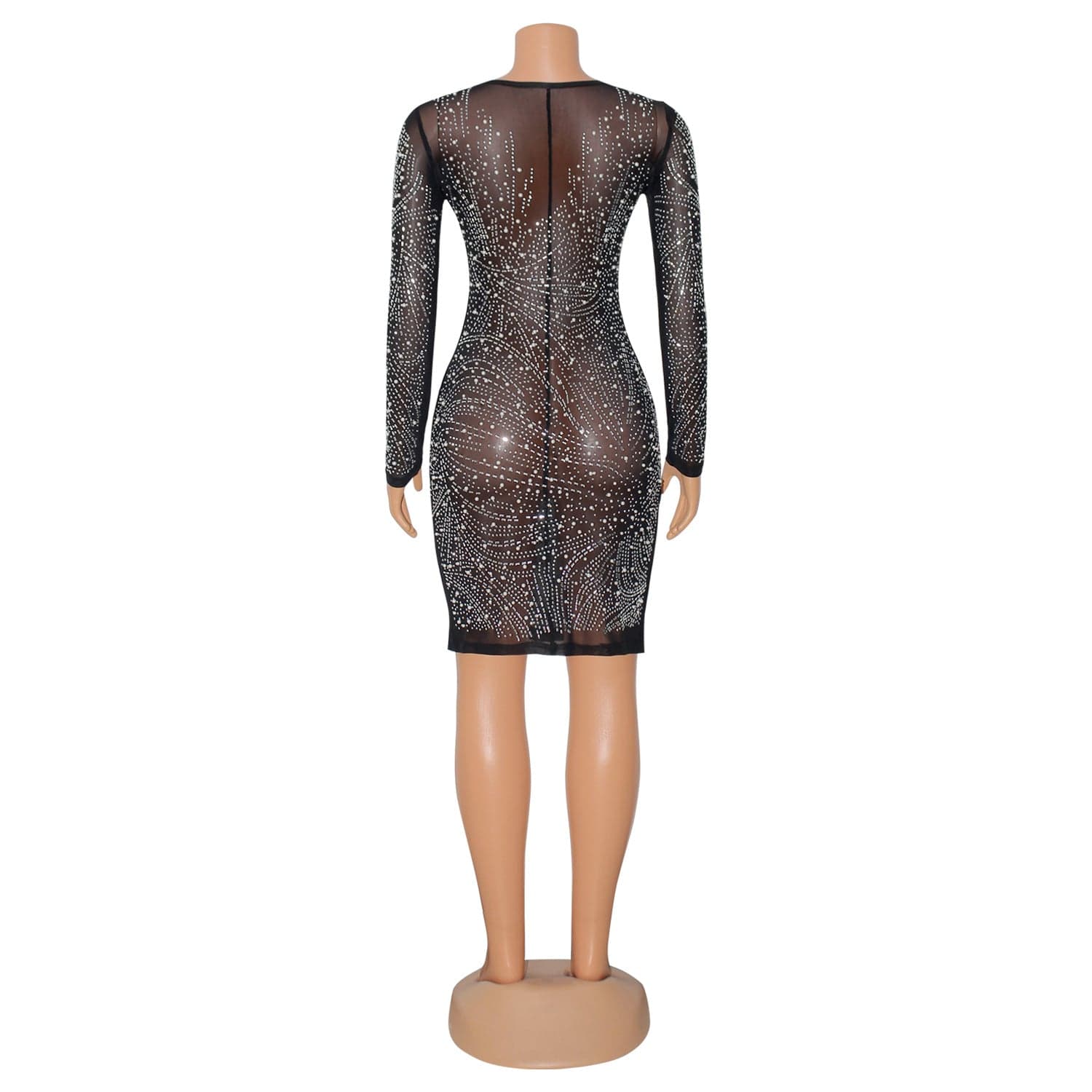 C1102TA49 New Arrival Sexy Sheer Mesh Rhinestone Bodycon Club Dress Women Sehe Fashion