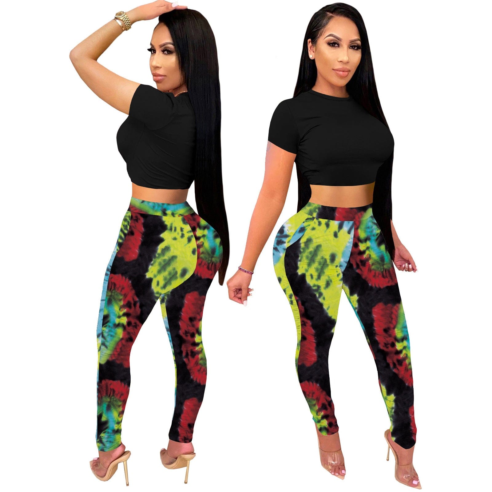 C1103TA77 New Design Casual Tie Dye High Waist Bodycon Pants & Trousers Women Sehe Fashion