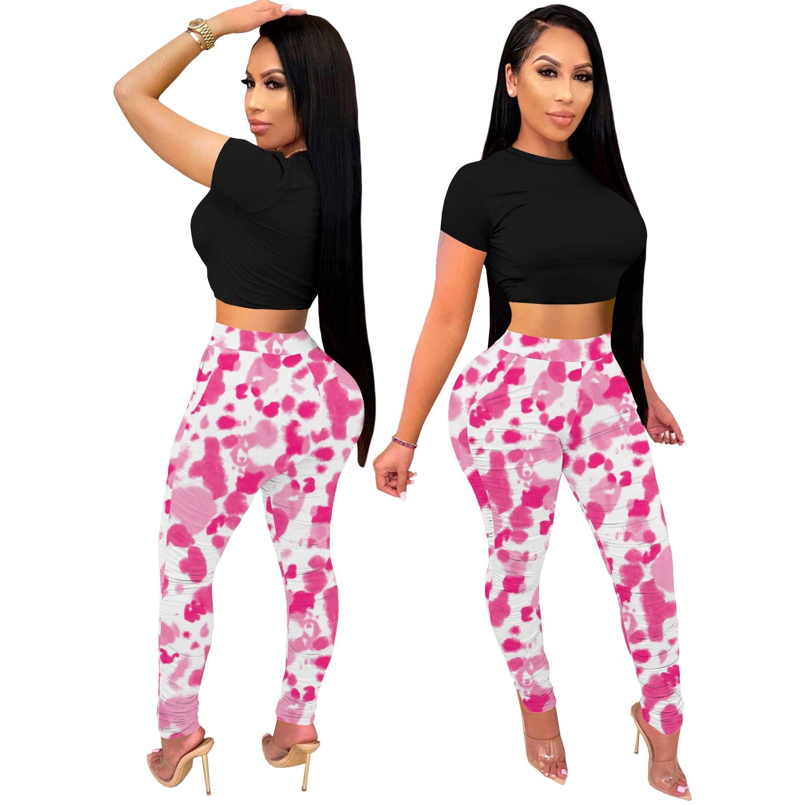 C1103TA77 New Design Casual Tie Dye High Waist Bodycon Pants & Trousers Women Sehe Fashion