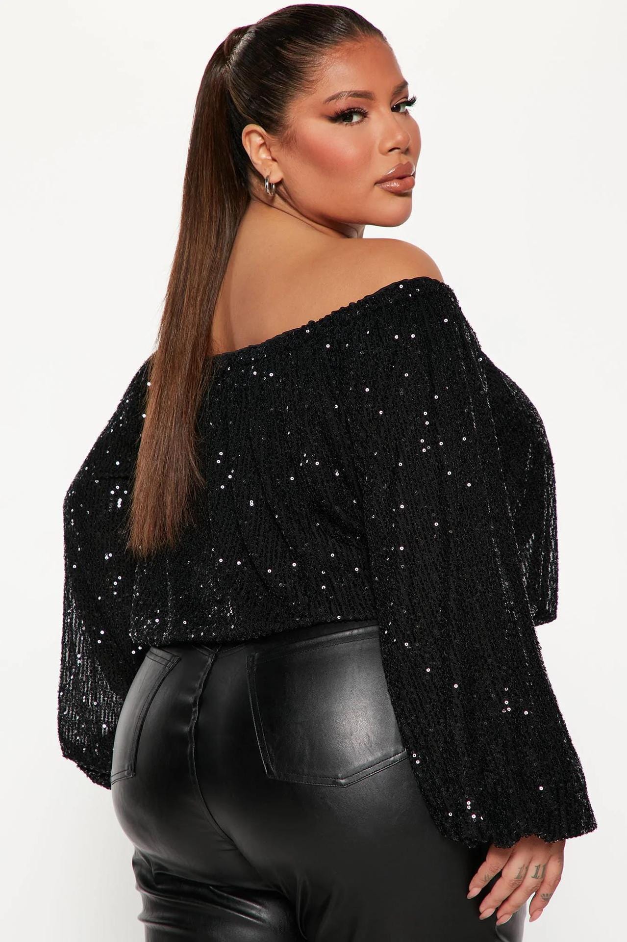 C1104TA21 Dropshipping Sexy Off Shoulder Sequin Crop Top For Ladies Sehe Fashion