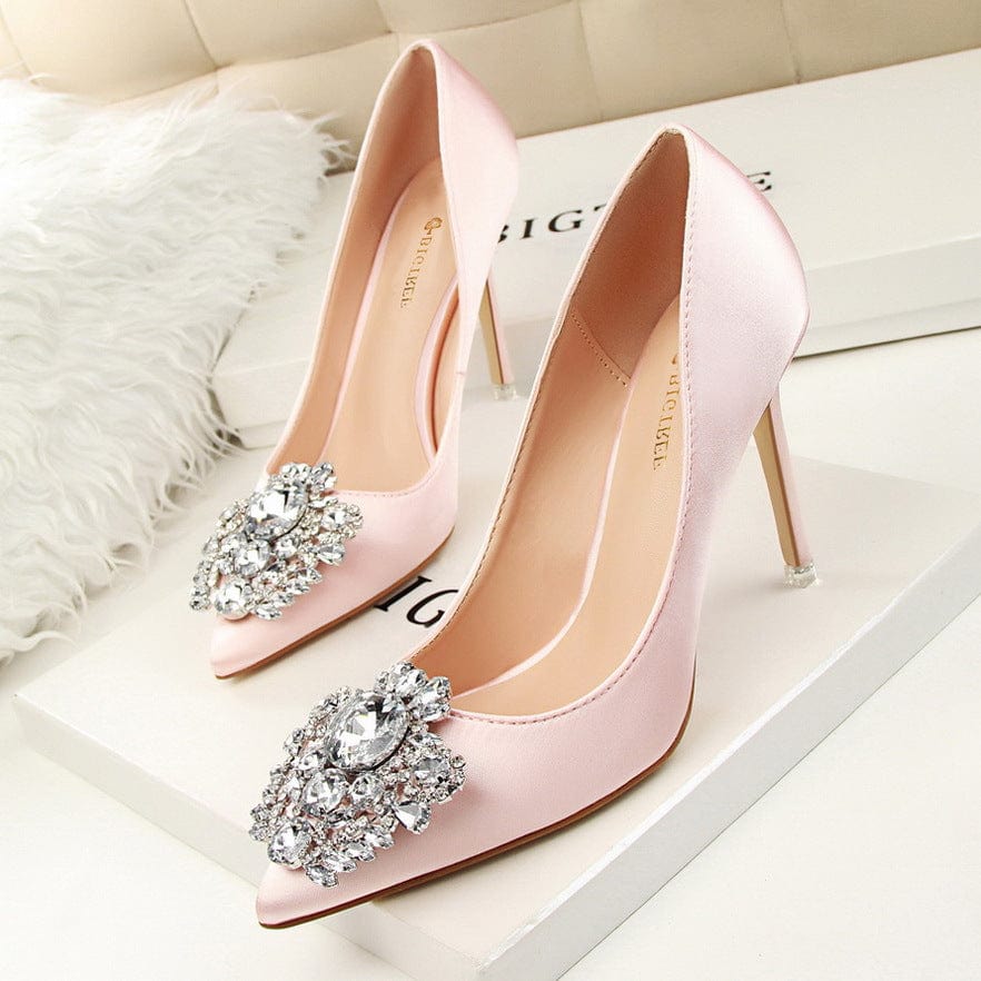 Chaussures a Talons Vert Tacones De Mujer Bling Rhinestone Green Elegant Women Wedding High Heels for Ladies Pumps Shoes