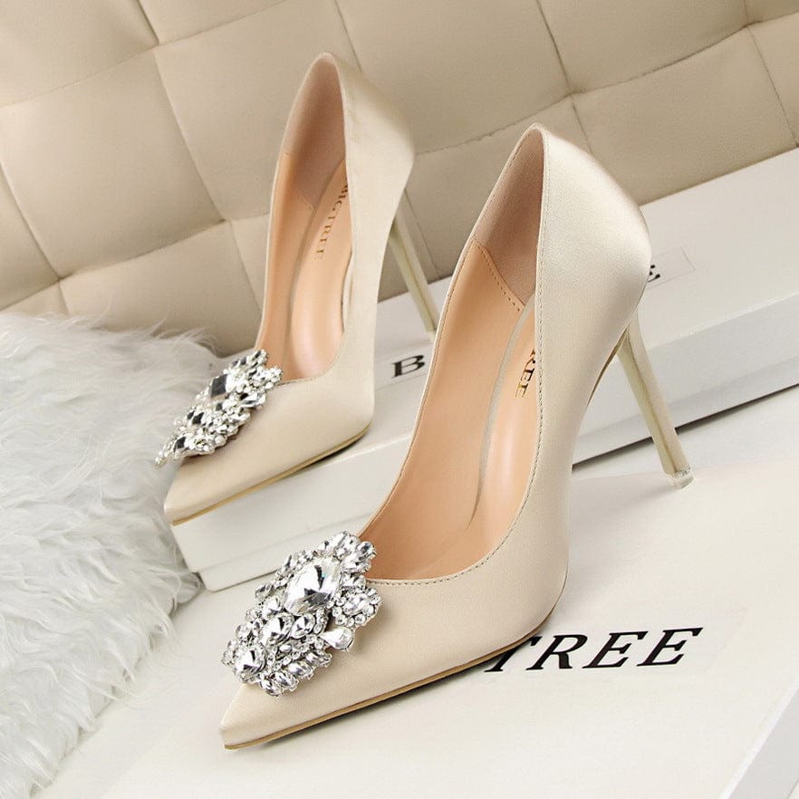 Chaussures a Talons Vert Tacones De Mujer Bling Rhinestone Green Elegant Women Wedding High Heels for Ladies Pumps Shoes