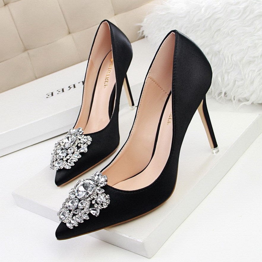 Chaussures a Talons Vert Tacones De Mujer Bling Rhinestone Green Elegant Women Wedding High Heels for Ladies Pumps Shoes