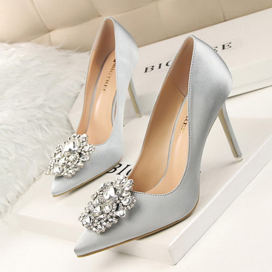 Chaussures a Talons Vert Tacones De Mujer Bling Rhinestone Green Elegant Women Wedding High Heels for Ladies Pumps Shoes