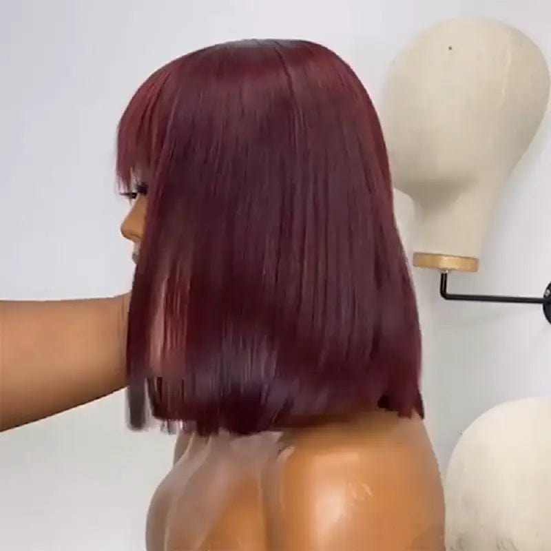 Cheap 99J Burgundy Straight Short Bob Wig