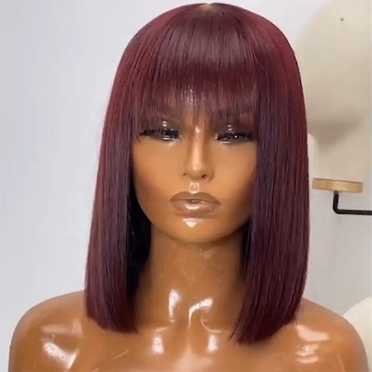 Cheap 99J Burgundy Straight Short Bob Wig