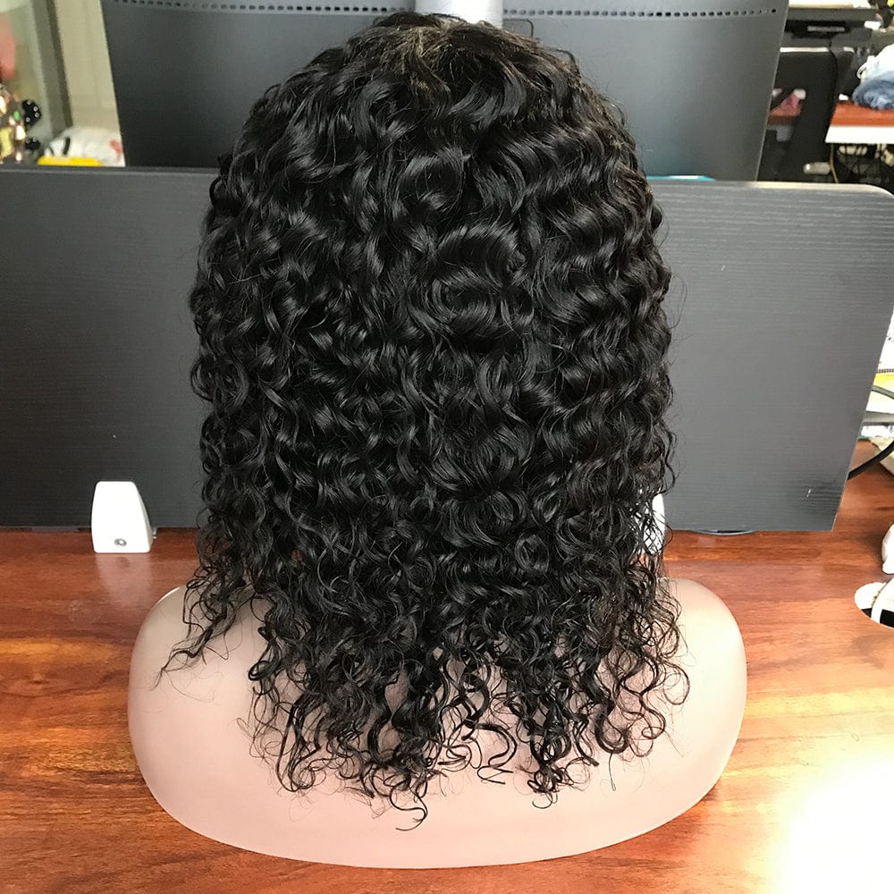 cheap price short curly 100% virgin brazilian hair, curly bob wigs with bangs human hair