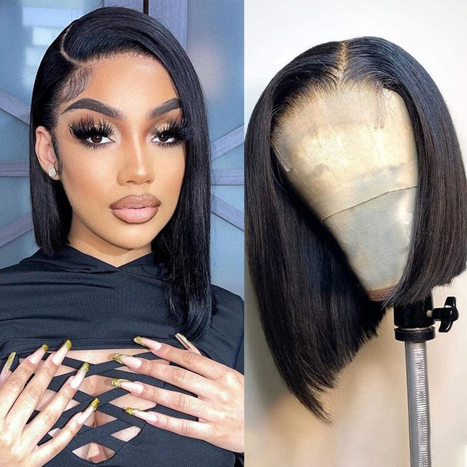 Cheap Short Wigs Raw Peruvian Bob Wig,Bob Wigs Brazilian Human Hair Lace Front,4*4 13*4 8-14 Inch Glueless Bob Wigs With Bangs