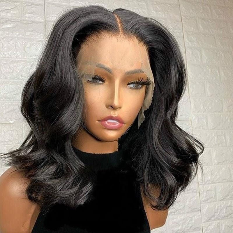 Cheap Wholesale Transparent HD Full Lace Double Drawn Meek Short Body Bob Wig Virgin Hair