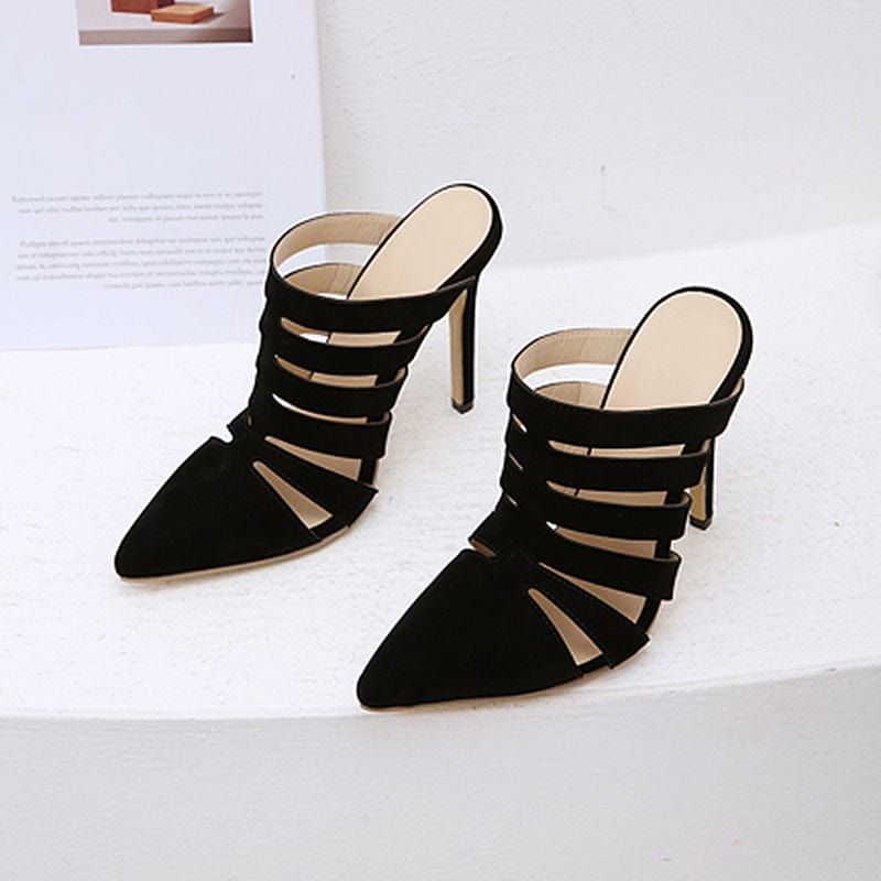 Classics Rome Style Thin High Heel 2022 Black Pointed Toe Ankle Slip-On Slingbacks Party Dress Office Pumps 35-42 Women Shoes